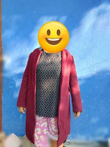 Maroon Velvet Long Coat