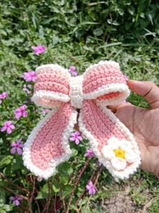 Crochet Bow Hair Clip