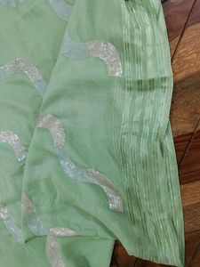 Pista Saree with Beautiful Sequence Work