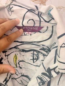 Uptownie Artistic Face Print Button-Up Shirt