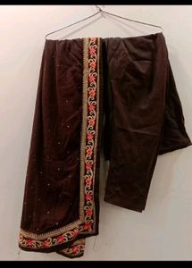 Elegant Embroidered ethnic gown with pant dupatta