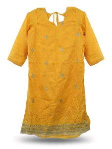 Yellow Embroidered Kurta with Salwar and Dupatta