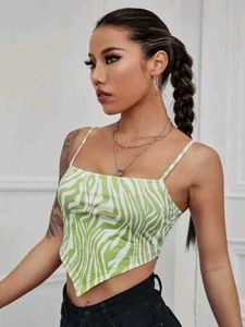 Green Zebra Print Crop Top