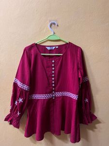 Maroon Embroidered coord set