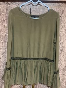 Olive Green Peplum Top
