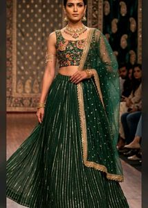 Emerald Green Sequined Lehenga Set