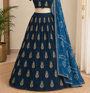 Embroidered Teal Lehenga Choli Set