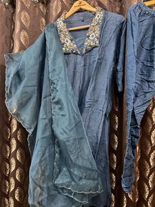 Blue Embroidered Kurta Set