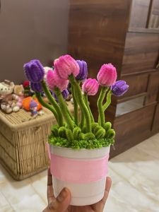 Cute Pipe Cleaner Flower Pot Decor