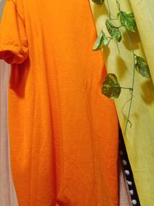 Orange "Art is Life" Graphic T-Shirt