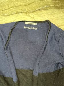 Women's Blue &amp; Black Striped Cardigan