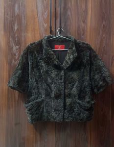 Vintage Faux Fur Short Sleeve Jacket