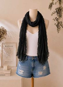 Elegant Black Scarf with Embellishments