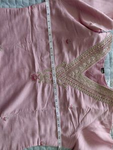 Beautiful Pink Kurta Set with Floral Dupatta