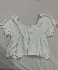 Ztudio Lily White Ruffle Trim Top