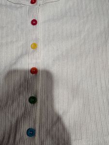 Ribbed Crop Top with Colorful Buttons
