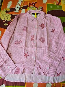 ✨ NEW WITH TAG | PINK STRIPED EMBROIDERED SHIRT ✨