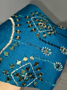 Teal mirror Embroidered Kurta