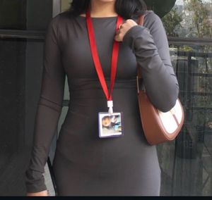 Sleek Charcoal Long Sleeve Dress