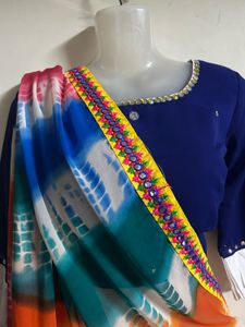 Elegant Blue &amp; White Lehenga Choli Set