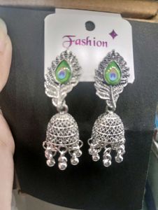 Peacock Feather Jhumka Earrings