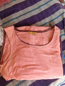 Aurelia Peach Striped Sleeveless Top