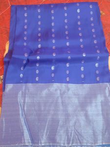 Royal Blue Uppada Saree with Silver Border