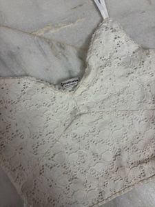 White Lace Cropped Cami Top