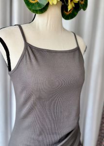 Casual Gray Tank Dress with Side Tie