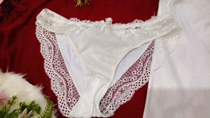White Lace Trim Nightgown &amp; Panty Set