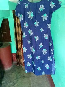 Floral Print Navy Blue Dress