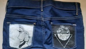 NAVY BLUE JEGGINGS with hand-painted back pockets