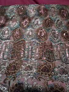onion colour tissue chamki work saree