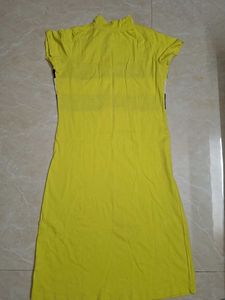 Bodycon casual Dress- yellow and stripped