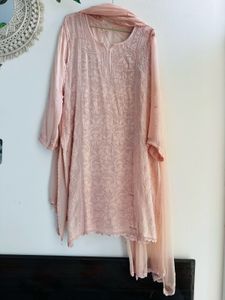 Pastal Nude Authentic Chikankari Tunic Pallazo set