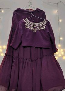 Elegant Embroidered Purple sharara Choli