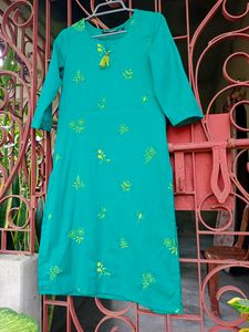 New Dark Sea Green Embroidered Kurta