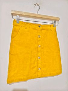 Yellow Corduroy Button-Front Skirt for Girls