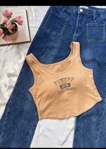 Graphic Crop padded Tank Top