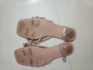 SALEZUDIO Rose Gold Heeled Sandals