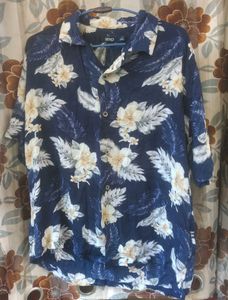 Blue Floral Print Short Sleeve Shirt