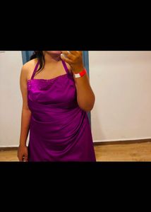Purple Satin Halter Dress