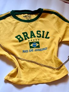 Brazil Baby Tee 🇧🇷Y2K Football Jersey Style T