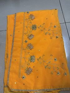 Vibrant Yellow Embroidered Saree