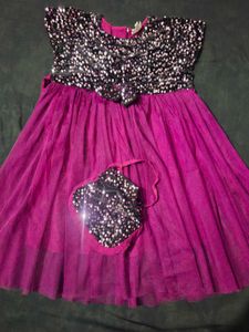 Girls Sequin Party Dress with Bag