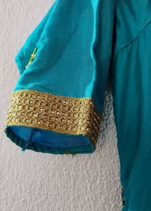 Beautiful Teal Kurta with Gold Embellishments