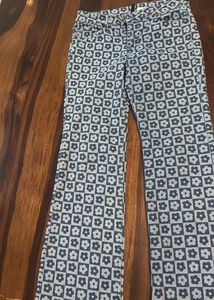 Retro Flower Print Flare Jeans