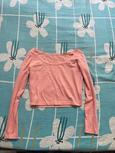 Soft Peach Long Sleeve Crop Top