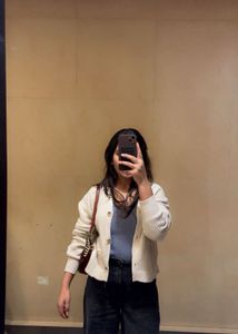 Cream Knit Cropped Cardigan