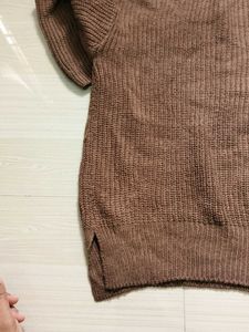 Brown Knitted Crew Neck Sweater